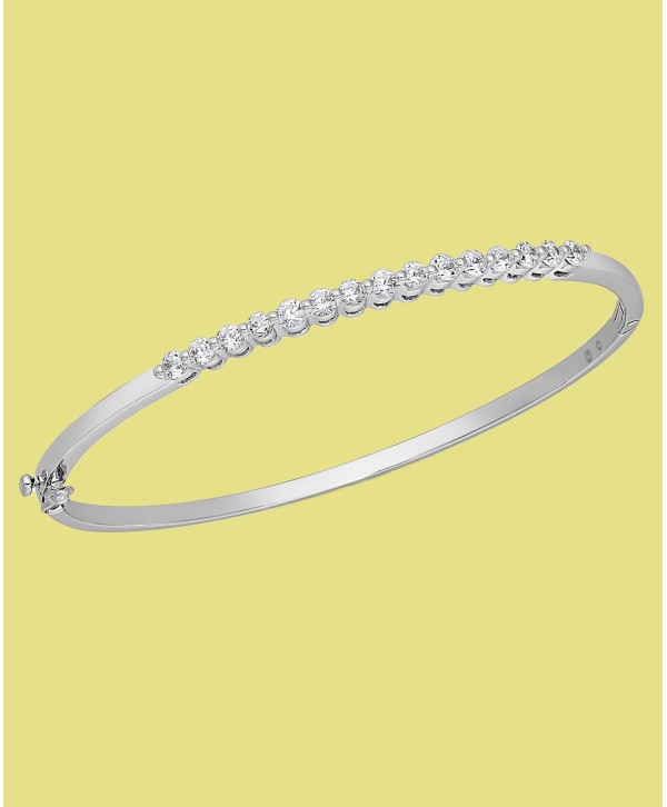 Diamond Bangle Bracelet in 14k White Gold (1 ct)