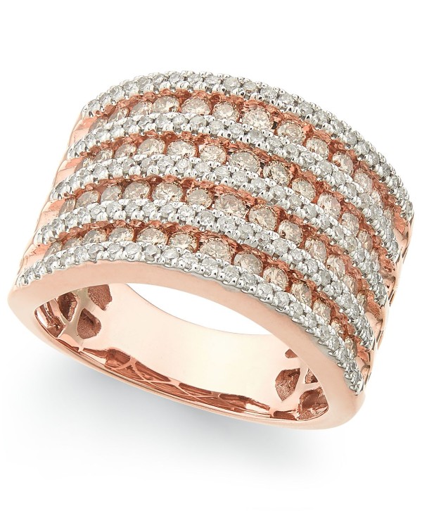 Diamond Multi-Row Band Ring (1-1/2 ct) in 14k Rose Gold