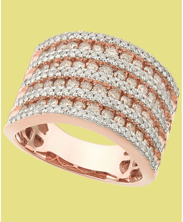 Diamond Multi-Row Band Ring (1-1/2 ct) in 14k Rose Gold