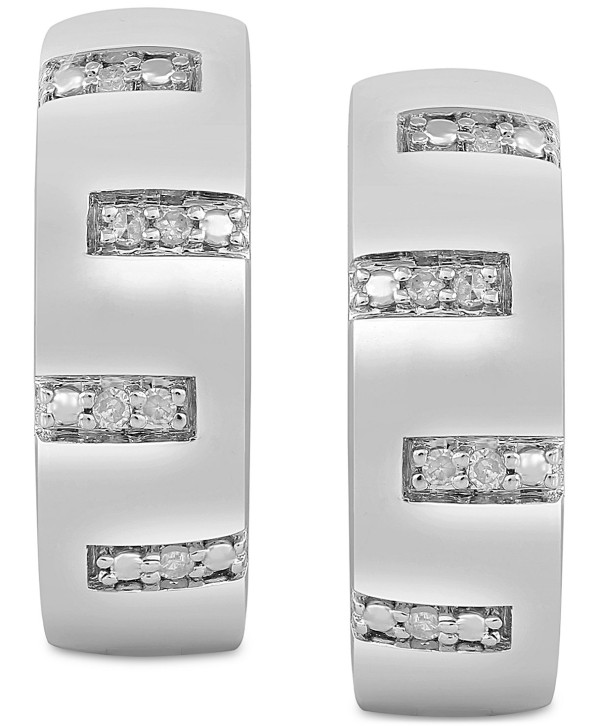 Men's Diamond Zigzag Small Hoop Earrings (1/20 ct), 15mm