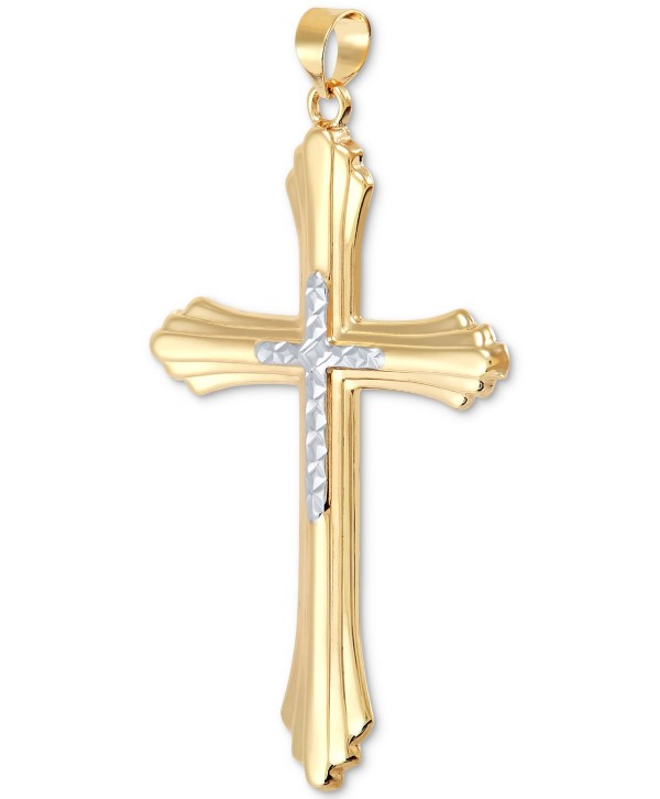 Large Two-Tone Cross Pendant in 10k Gold