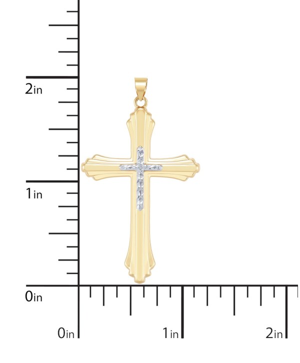 Large Two-Tone Cross Pendant in 10k Gold