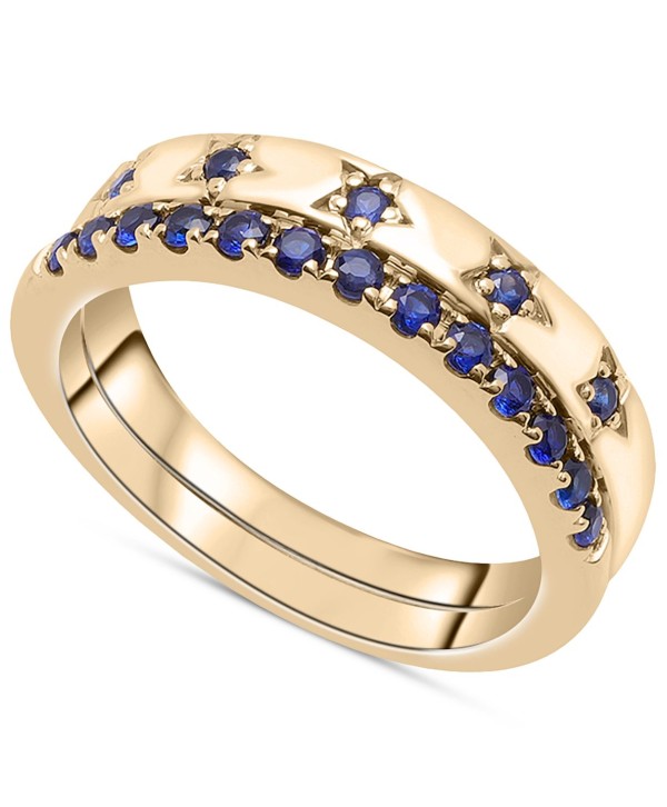 2-Pc. Set Sapphire Stack Rings (5/8 ct) in 14k Gold-Plated