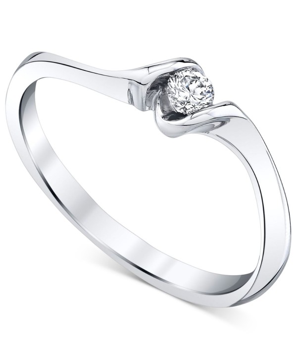 Diamond Ring (1/10 ct) in 14k White Gold