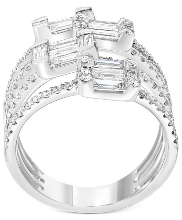 Diamond Multi-Row Baguette Statement Ring (1-5/8 ct) in 18k White Gold