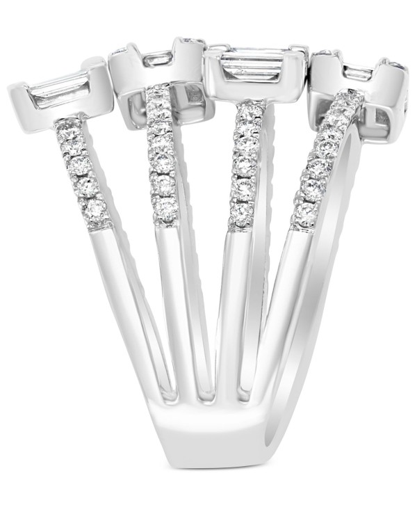 Diamond Multi-Row Baguette Statement Ring (1-5/8 ct) in 18k White Gold