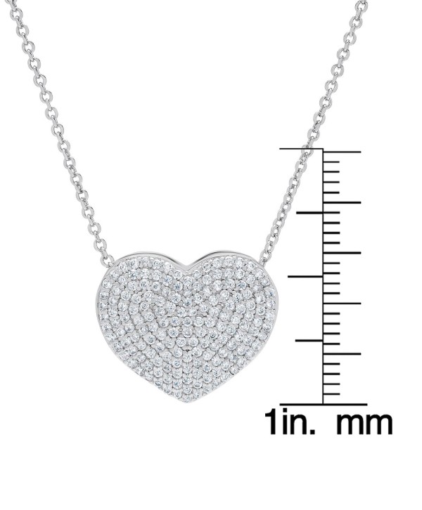 Silver Plated Brass Cubic Zirconia Pave Heart Necklace