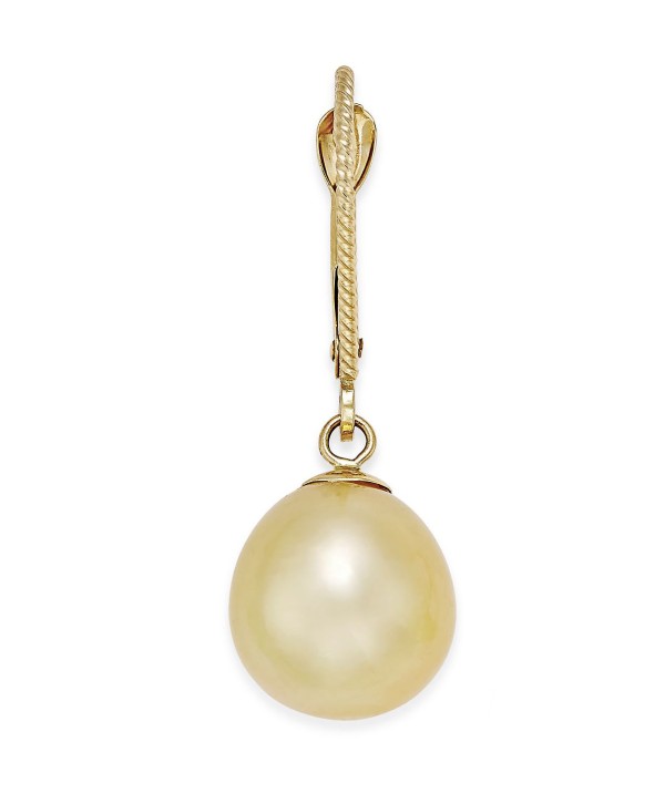 Cultured Oval Golden Pearl (9mm) Drop Earrings in 14k Gold