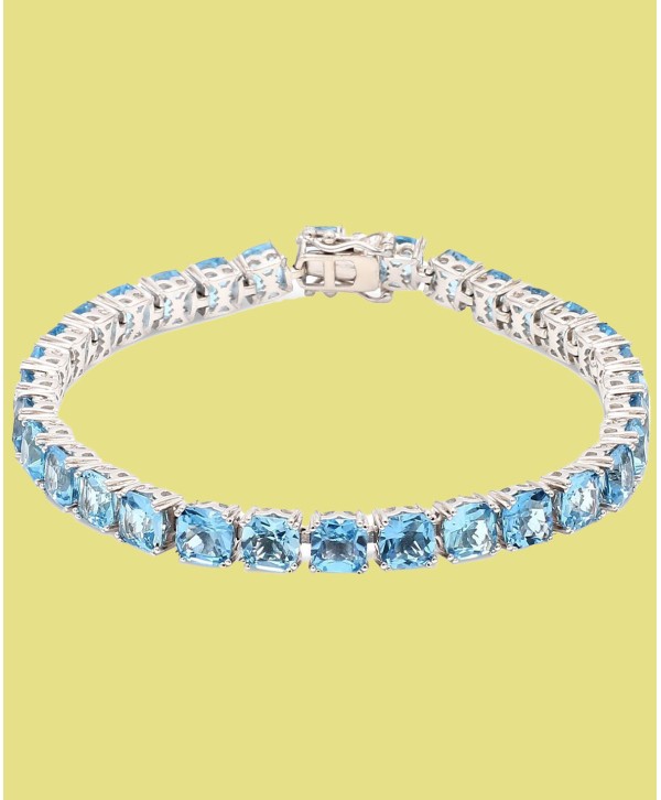 Blue Topaz Tennis Bracelet (19-1/5 ct) in Sterling Silver