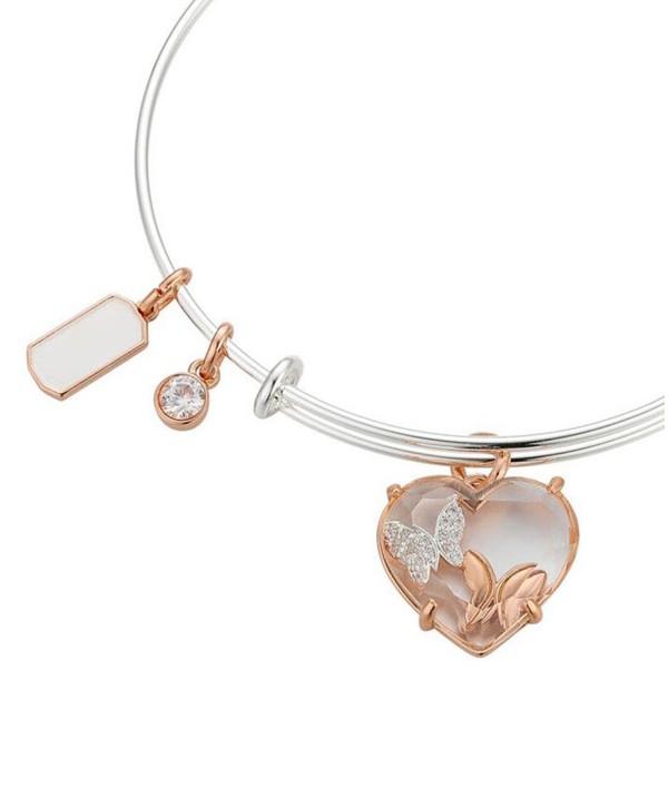 Cubic Zirconia Butterfly Charm Bangle