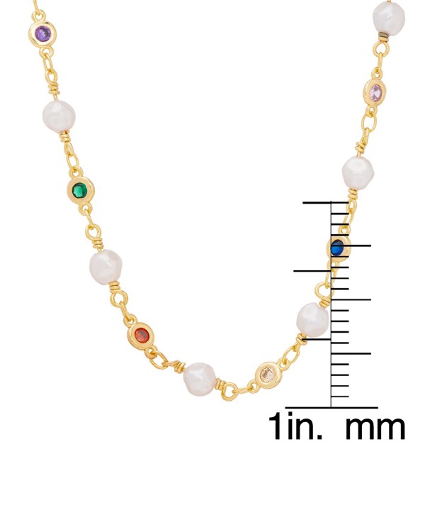 Women's Imitation Pearl and Stimulated Gemstones Necklace