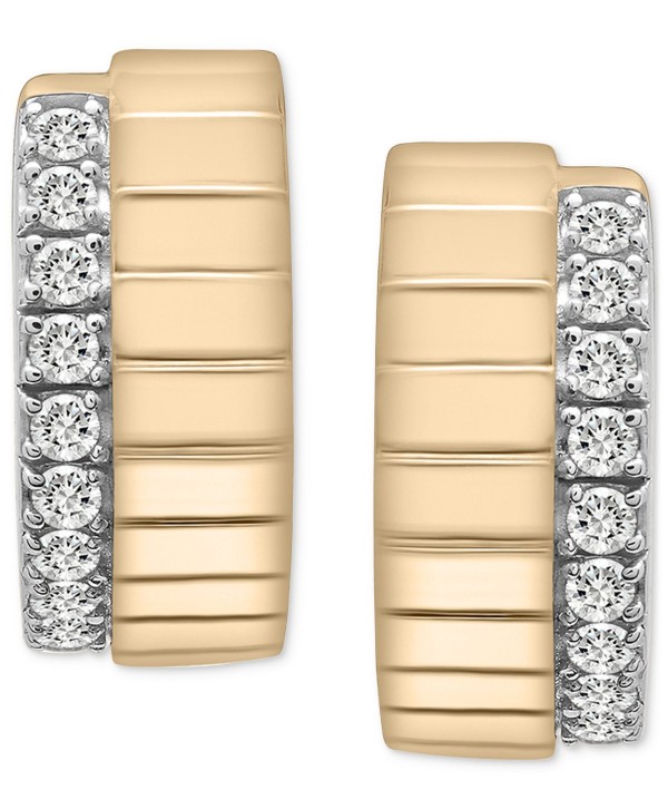 Diamond Edge Small Huggie Hoop Earrings (1/6 ct) in Gold Vermeil