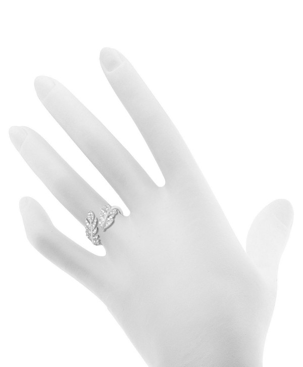 Cubic Zirconia Leaf Open Silver Plate Ring