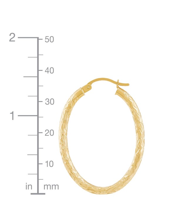 Textured Oval Hoop Earrings in 14k Gold, 1-3/8 inch