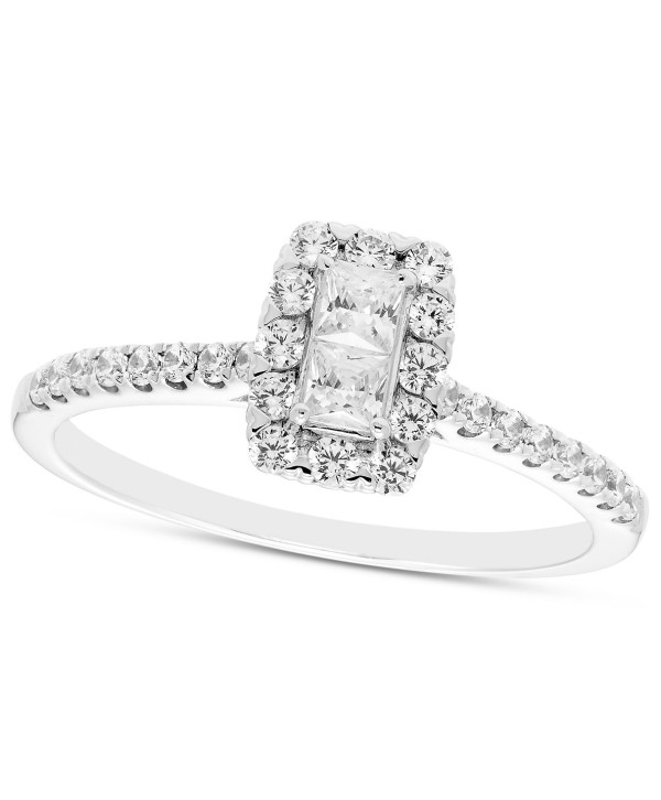 Diamond Princess Halo Engagement Ring (1/2 ct) in 14k White Gold