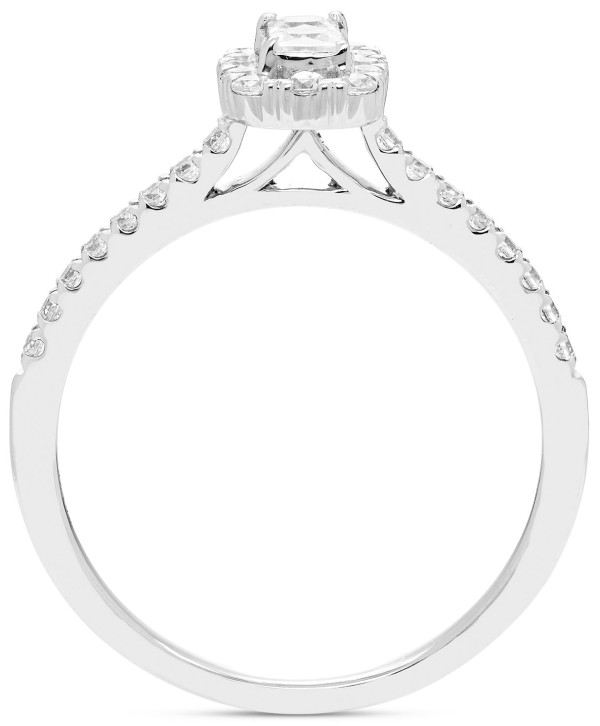 Diamond Princess Halo Engagement Ring (1/2 ct) in 14k White Gold