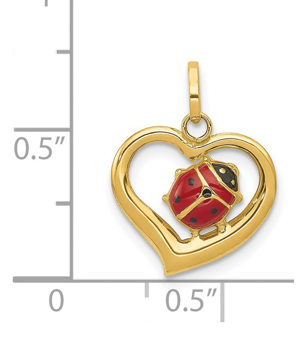 Ladybug Heart Charm Pendant in 14k Gold