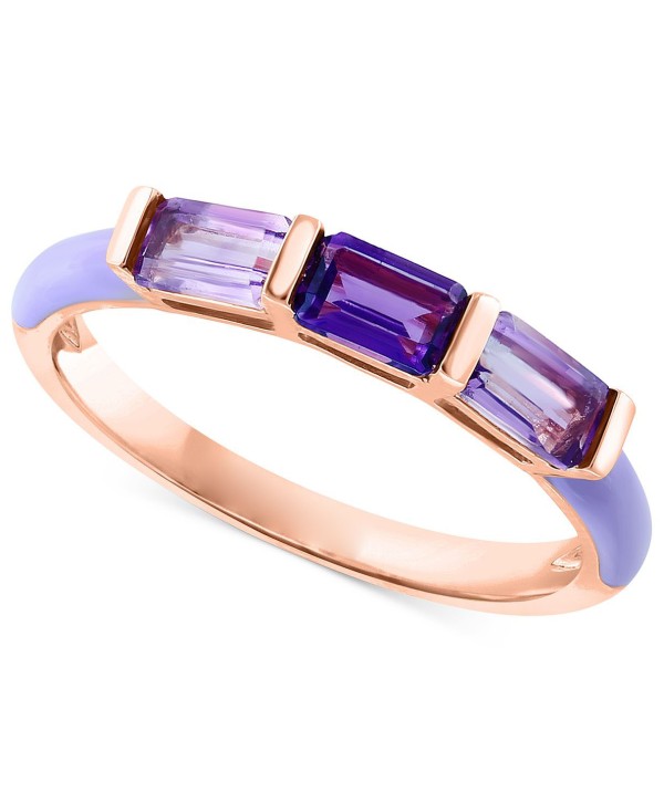 Pink Amethyst (5/8 ct) Enamel Ring in 14k Rose Gold-Plated