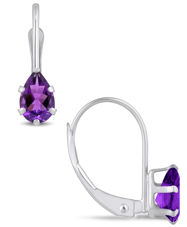 Gemstone Leverback Earrings in 10K White Gold