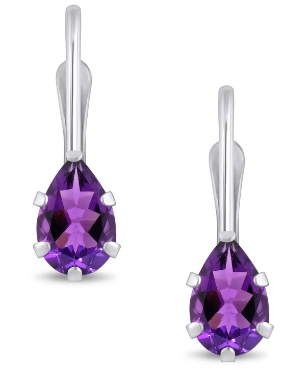 Gemstone Leverback Earrings in 10K White Gold