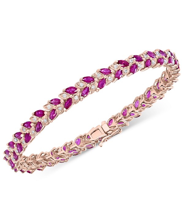 Ruby (6-1/10 ct) & Diamond (3/8 ct) Tennis Bracelet in 14k Rose Gold