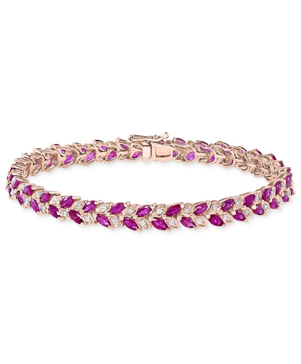 Ruby (6-1/10 ct) & Diamond (3/8 ct) Tennis Bracelet in 14k Rose Gold