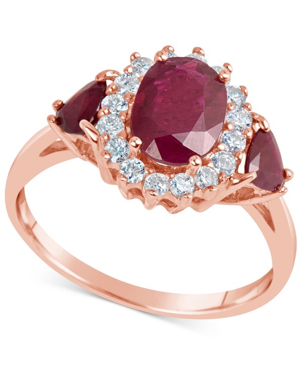 Ruby (1-9/10 ct) & Diamond (1/3 ct) Ring in 14k Rose Gold