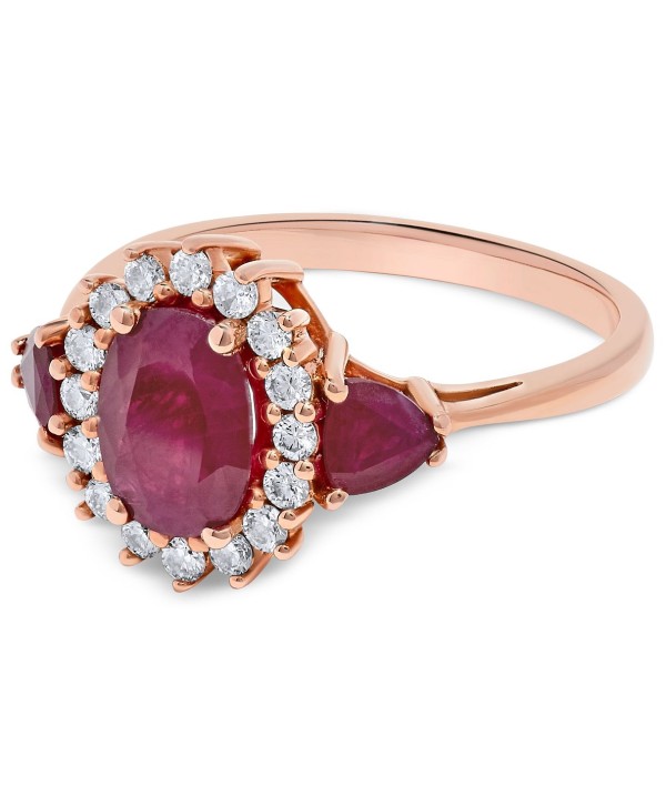 Ruby (1-9/10 ct) & Diamond (1/3 ct) Ring in 14k Rose Gold