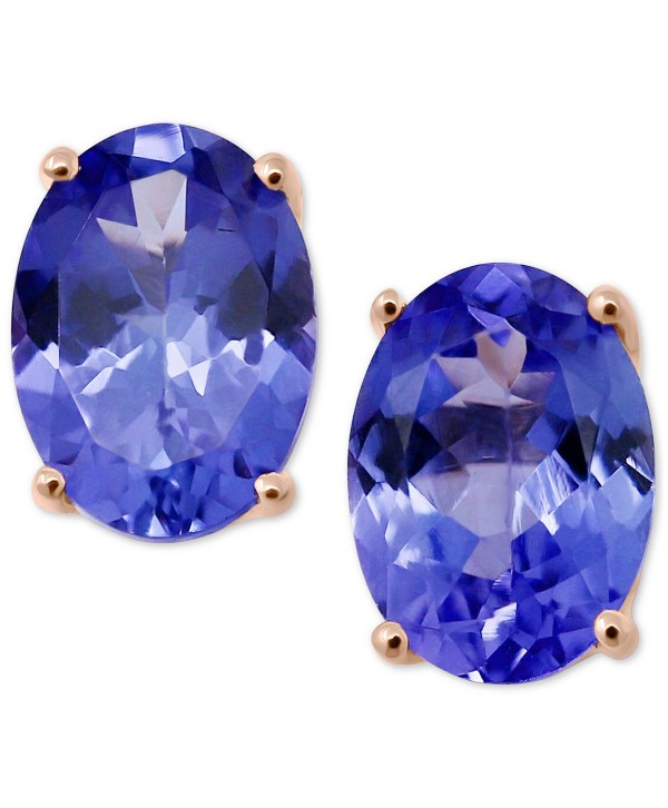 Tanzanite Oval Stud Earrings (1-1/3 ct) in 14k Rose Gold