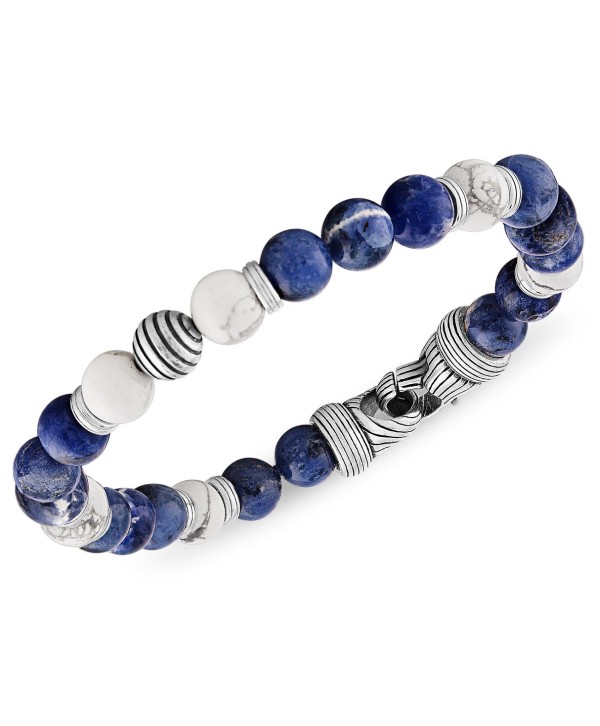 Sodalite & Howlite Bead Bracelet in Sterling Silver