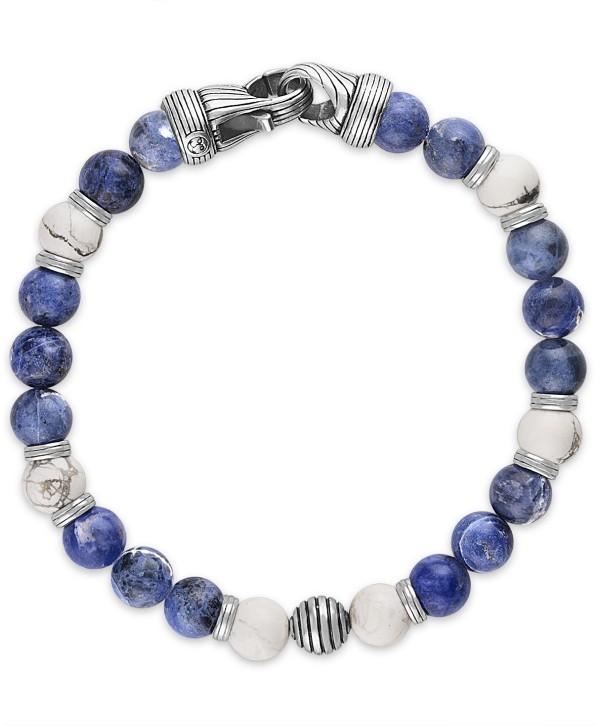 Sodalite & Howlite Bead Bracelet in Sterling Silver