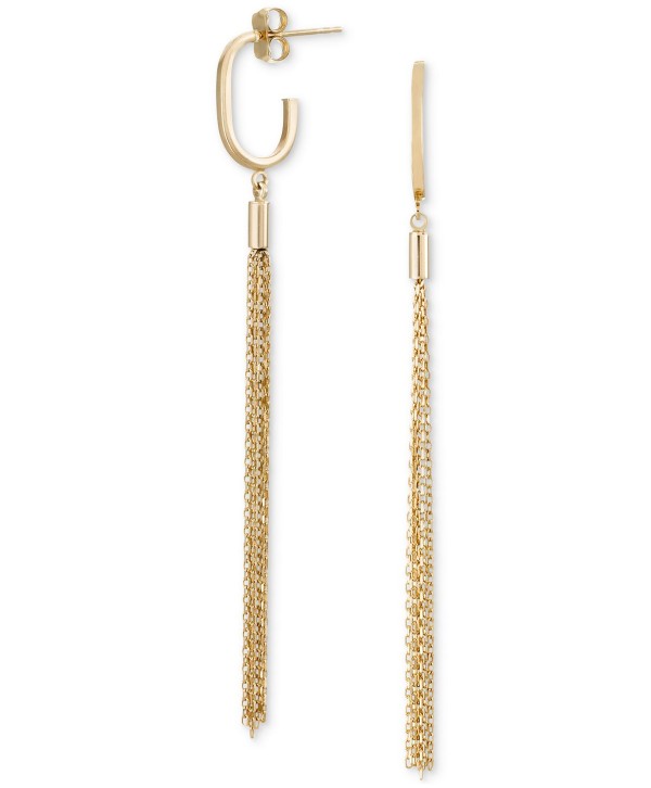 Long Tassel Drop Earrings in 10k Gold