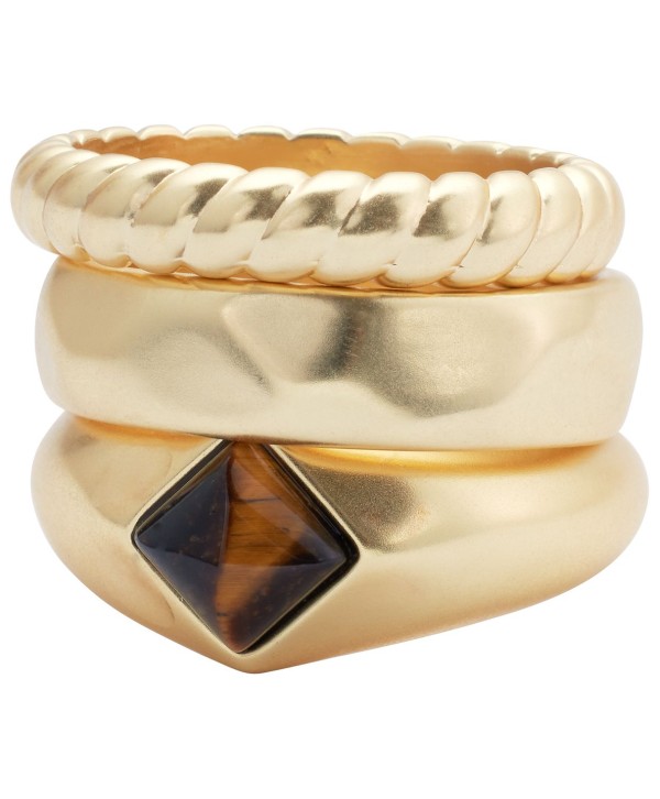 3-Pc. Set Gold-Tone Tiger Eye Stack Rings