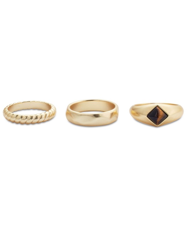 3-Pc. Set Gold-Tone Tiger Eye Stack Rings