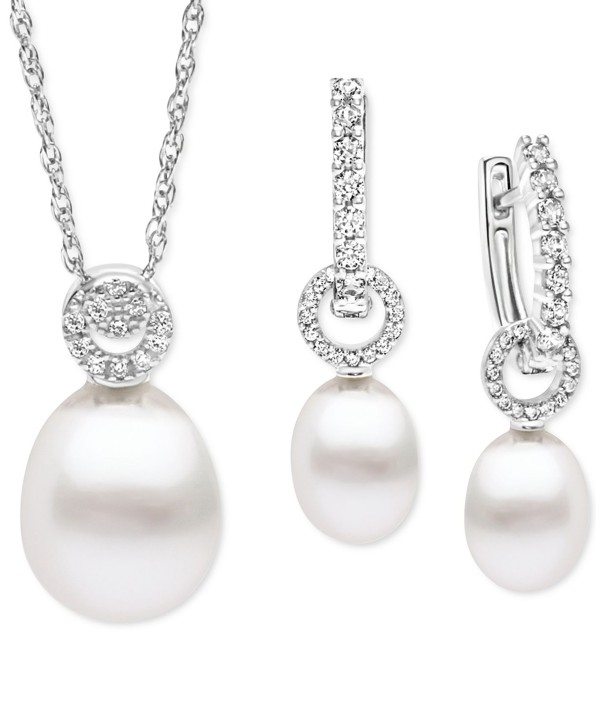 White Zircon (1-3/8 ct) Pendant Necklace & Drop Earrings