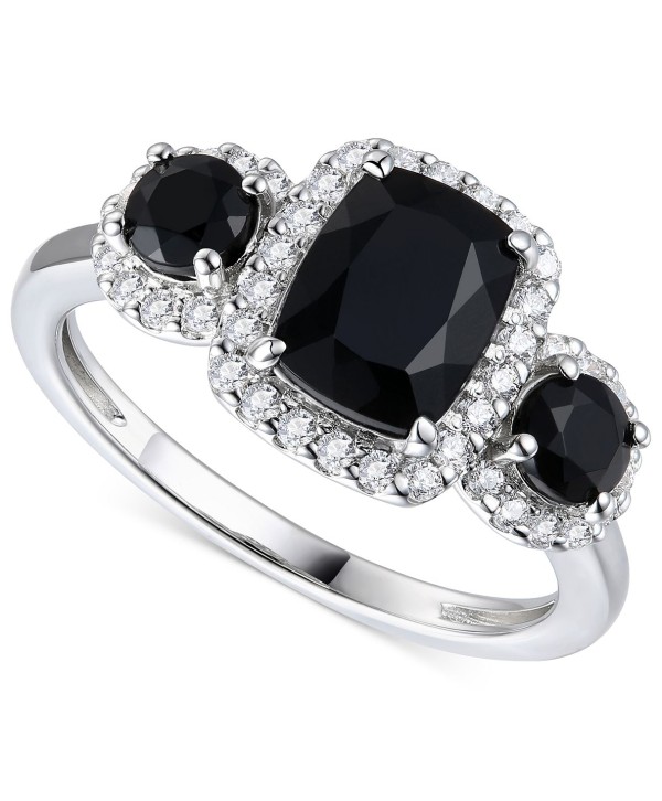 Onyx (1 1/5ct) (& Diamond (1/3 ct) Ring in 10k White Gold