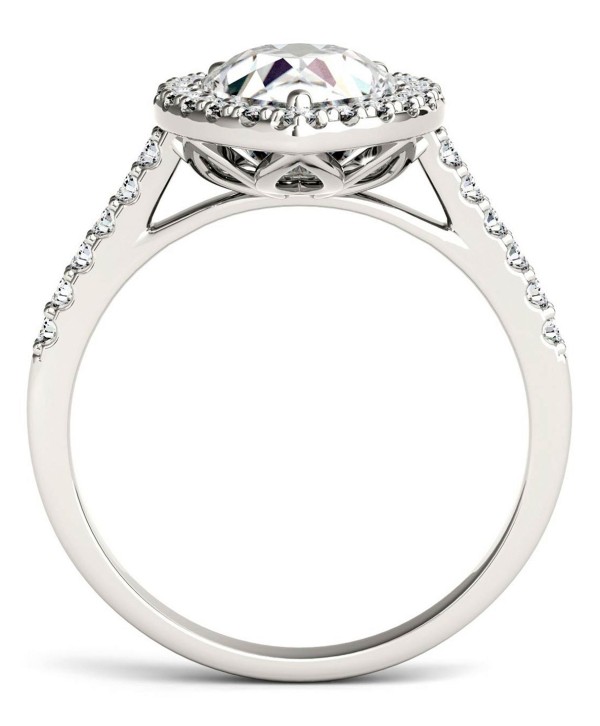 Moissanite Pear Halo Ring (2-5/8 ct tw. Diamond Equivalent) in 14k White Gold