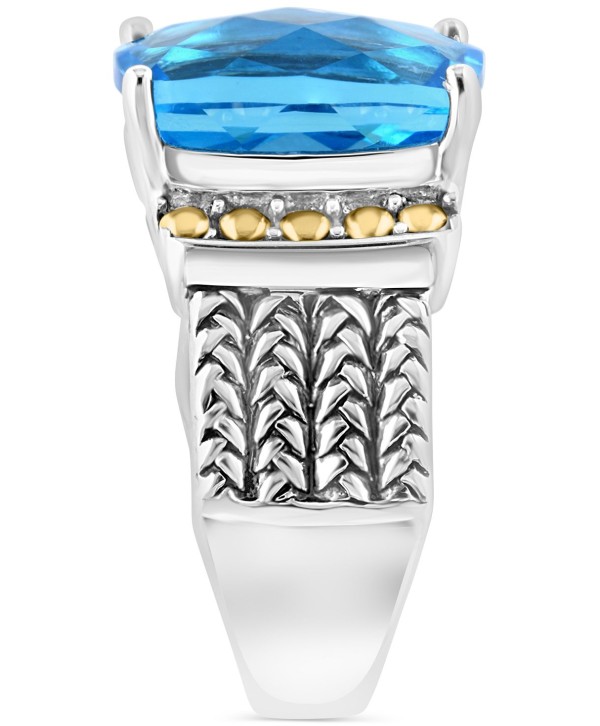 Blue Topaz Ring (7-7/8 ct) Statement Ring & 18k Gold-Plate