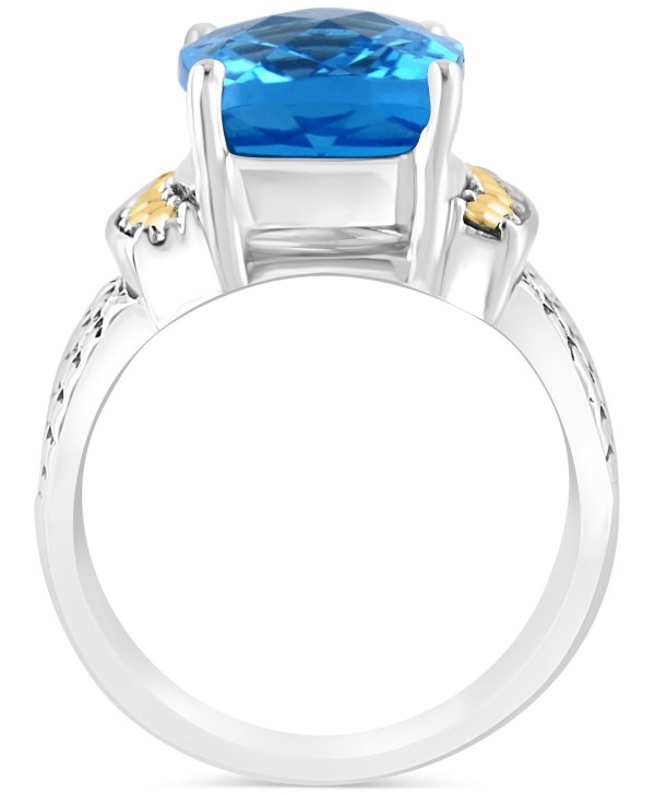 Blue Topaz Ring (7-7/8 ct) Statement Ring & 18k Gold-Plate