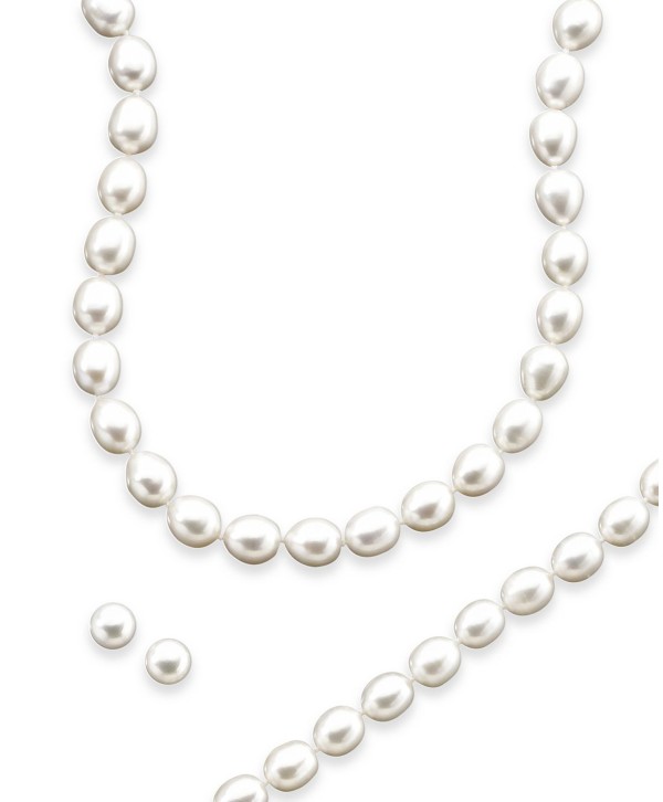 Pearl Necklace, Bracelet and Earring Set